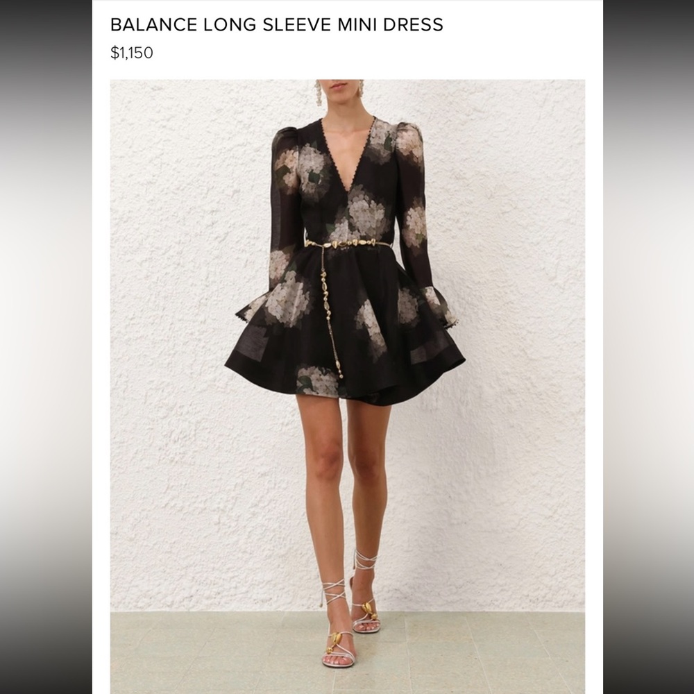 Zimmermann Balance Black Floral Long Sleeve Dress
Zimmerman size 1